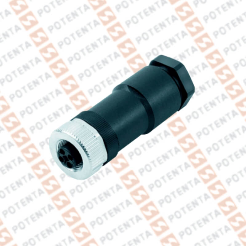 Conector armable hembra, m12-4p recto, plastico, ip67, P+F