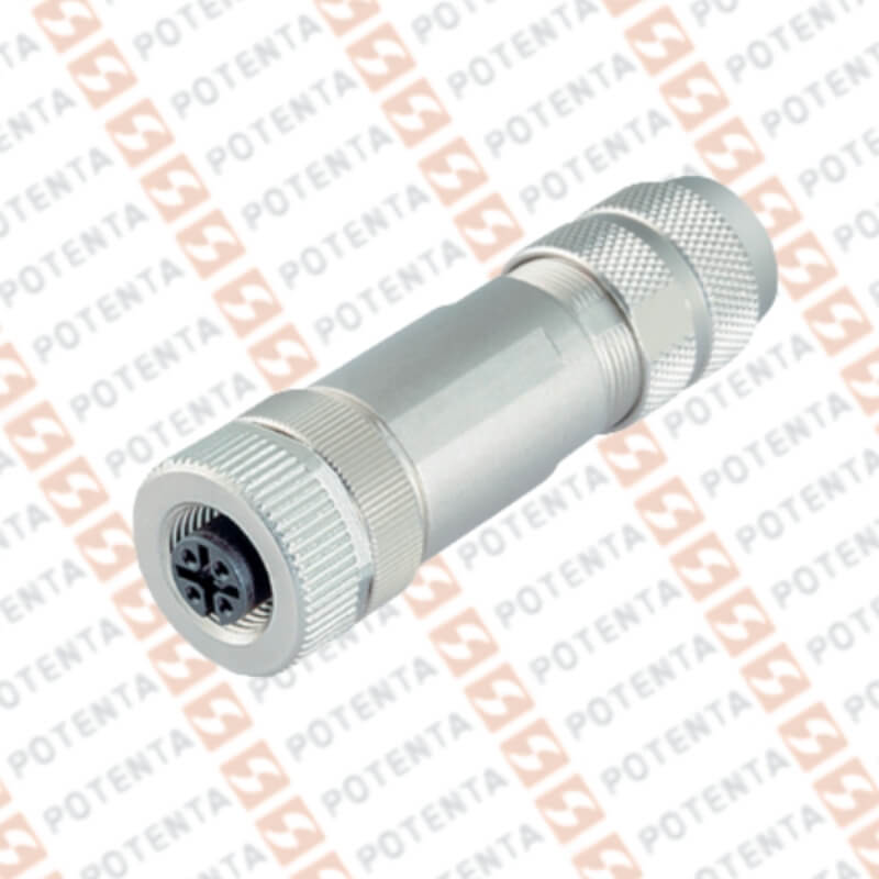 Conector armable hembra, m12-5p recto, metalico, ip67, P+F