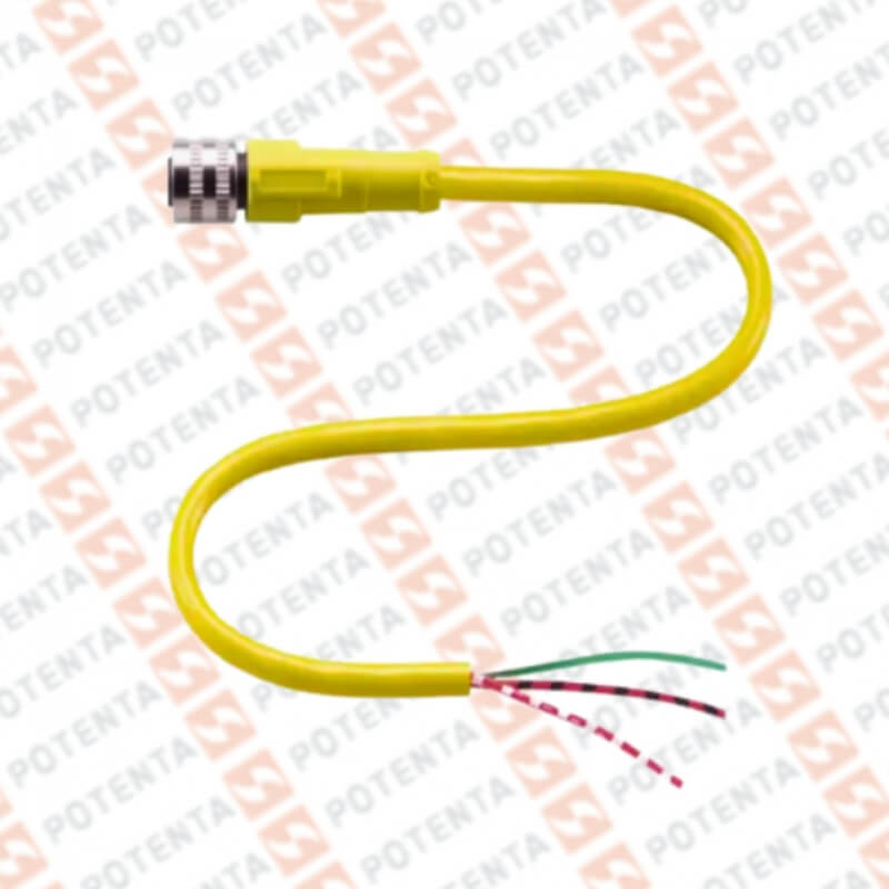 Cable Conector hembra, 5m, m12-3p, recto, sensor Vac, pur, ip69k, P+F