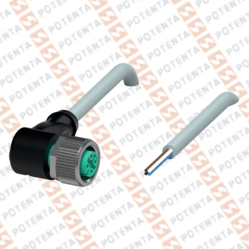 Cable Conector hembra, 5m, m12-4p codo, pur, ip69, P+F