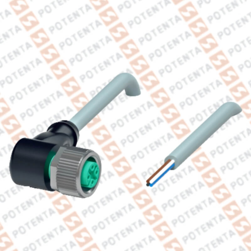Cable Conector hembra, 10m, m12-4p codo, pur, ip69, P+F
