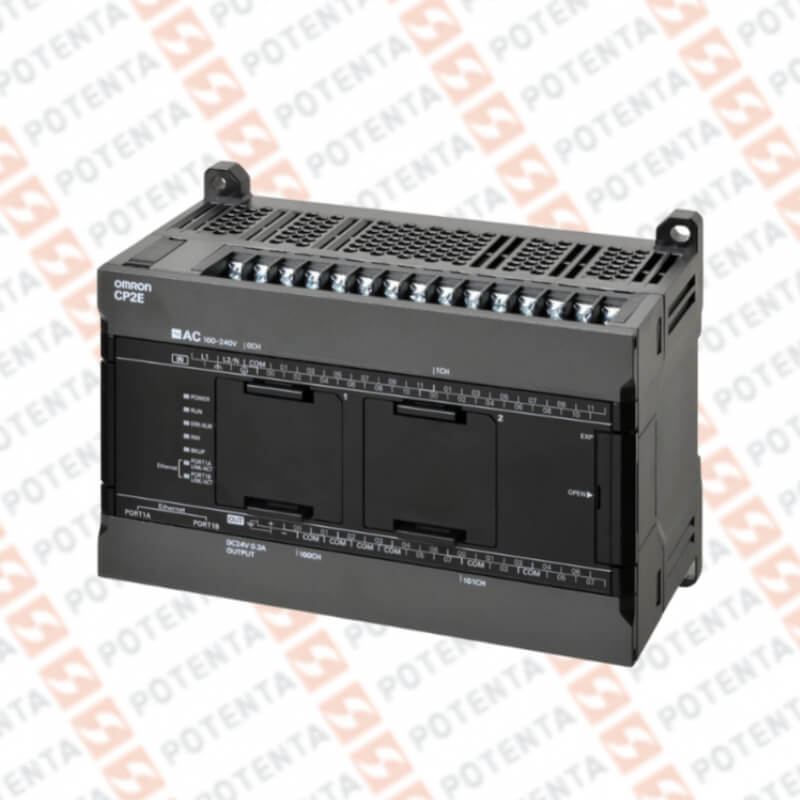 PLC CP2E, 24Vdc 24DI, 16DO PNP, 2 slot com/2 puerto Ethernet, Omron