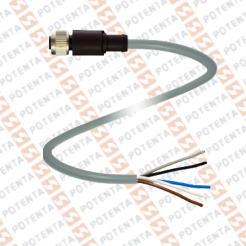 Cable conector hembra, m12-5p, recto, pur, codificacion L, Cab=5m, ip65/ip67/ip69, P+F