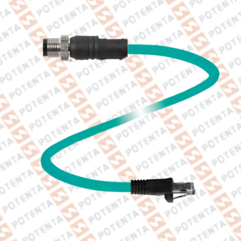 Cable ethernet rj45 macho a m12-4p macho-recto, 2m, pur ip69, P+F