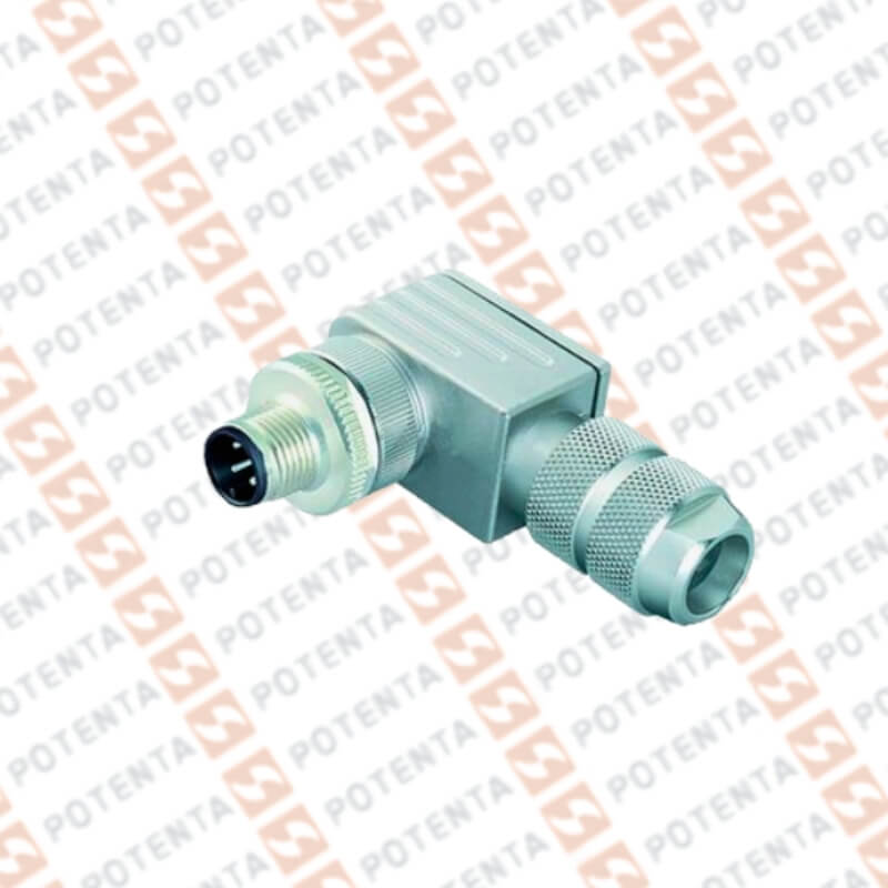 Conector armable macho, m12-4p codo, zing fundido, ip67, P+F