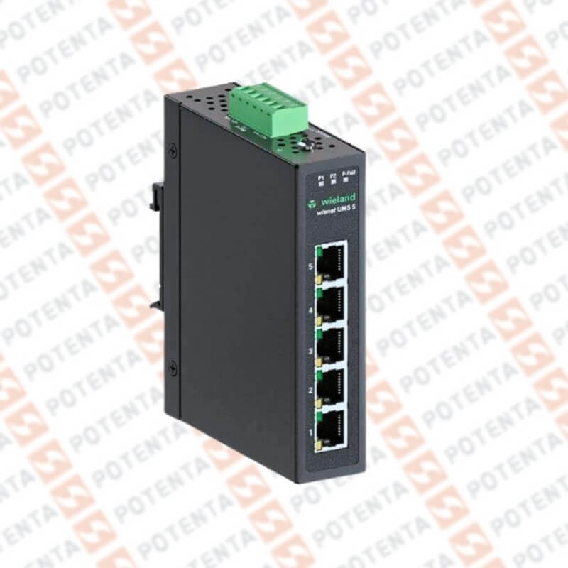 Switch ethernet, 5 puertos 10/100mbps Rj45 Ethernet-ip, 12-48vdc, Wieland