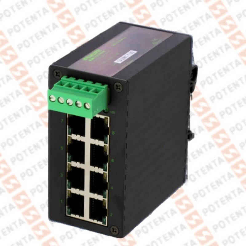 Switch Ethernet, 8 puertos 10/100Mbps Rj45 Ethernet-Ip, 12-48Vdc, Wieland