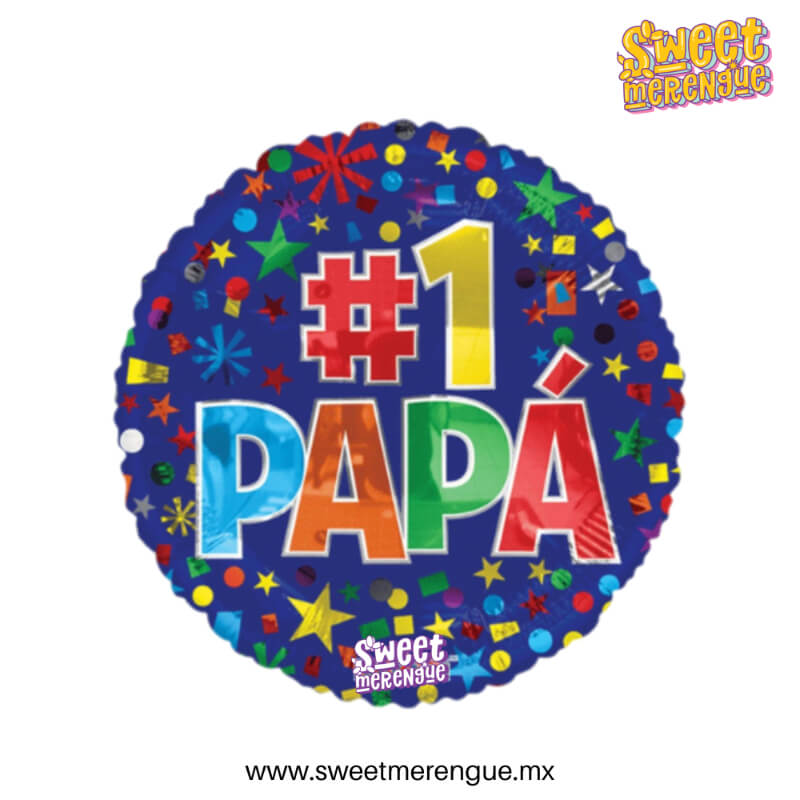 Globo Metálico #18 -Papá #1- con Diseño de Confetti – Celebra en Grande con Estilo | Sweet Merengue