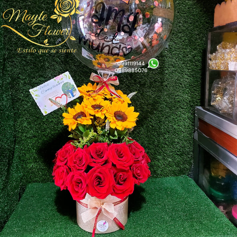 Box de Girasoles y Rosas Mediano