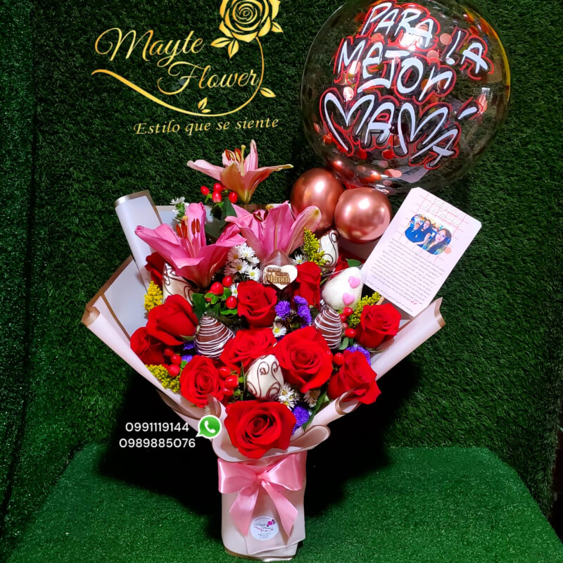 Box Pequeño con Fresas y Rosas