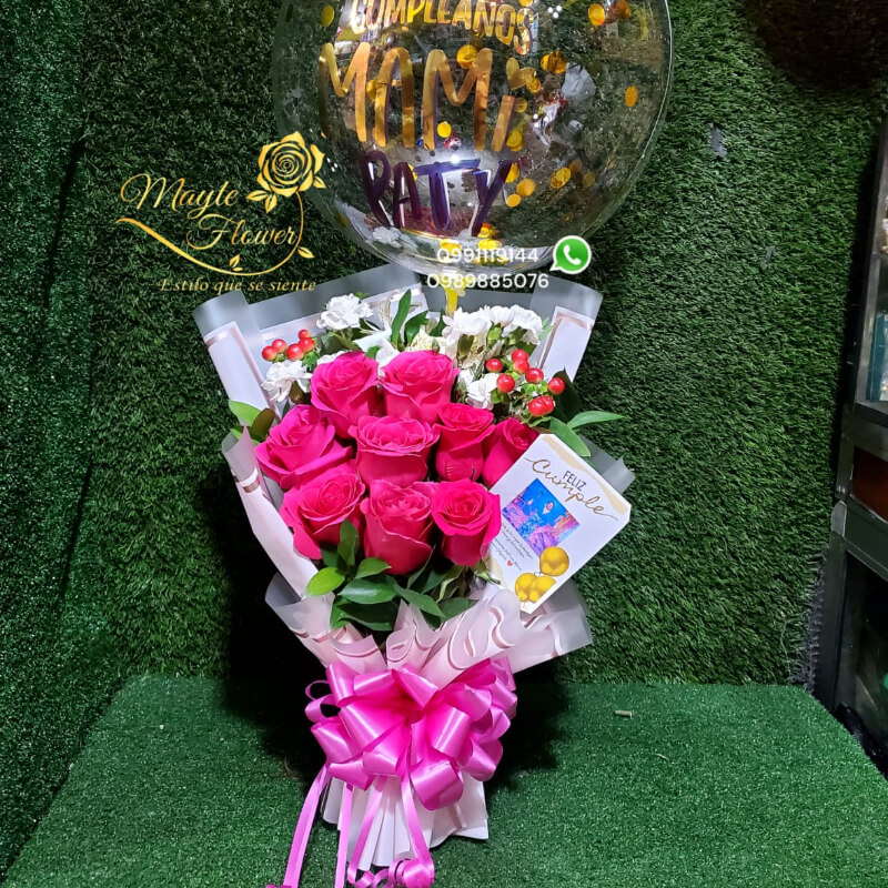 Arreglo Fucsia con Globo