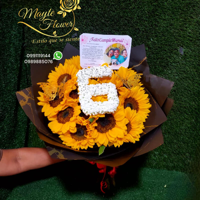 Buchon de Girasoles con Letra G