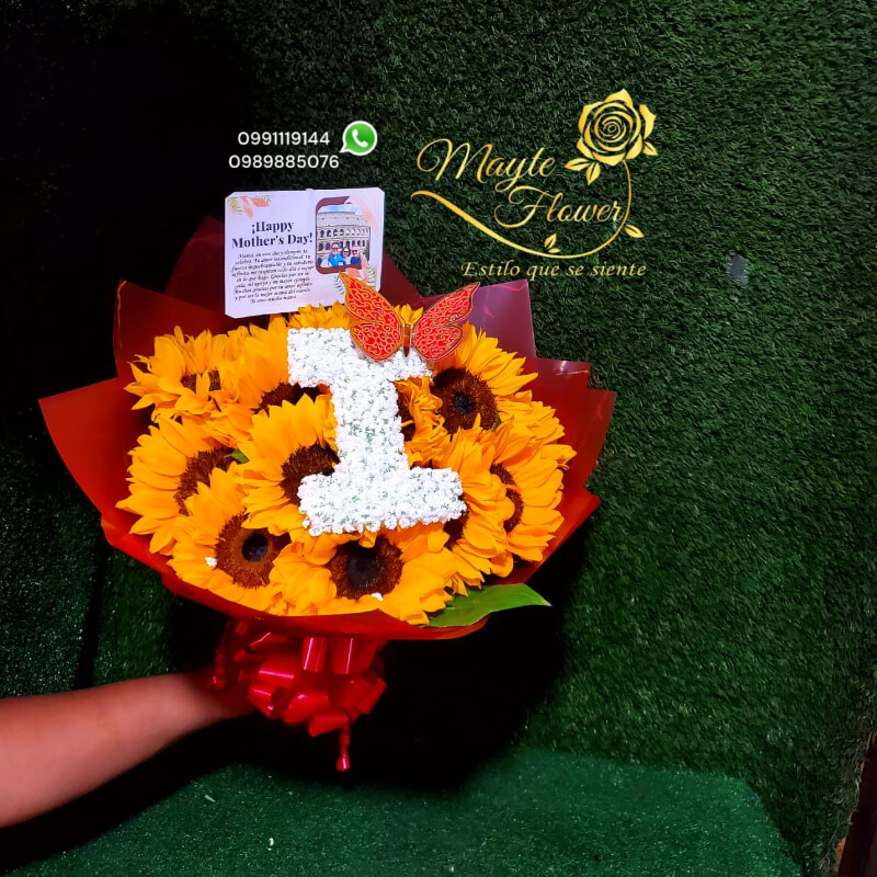 Buchon Girasoles con Inicial I