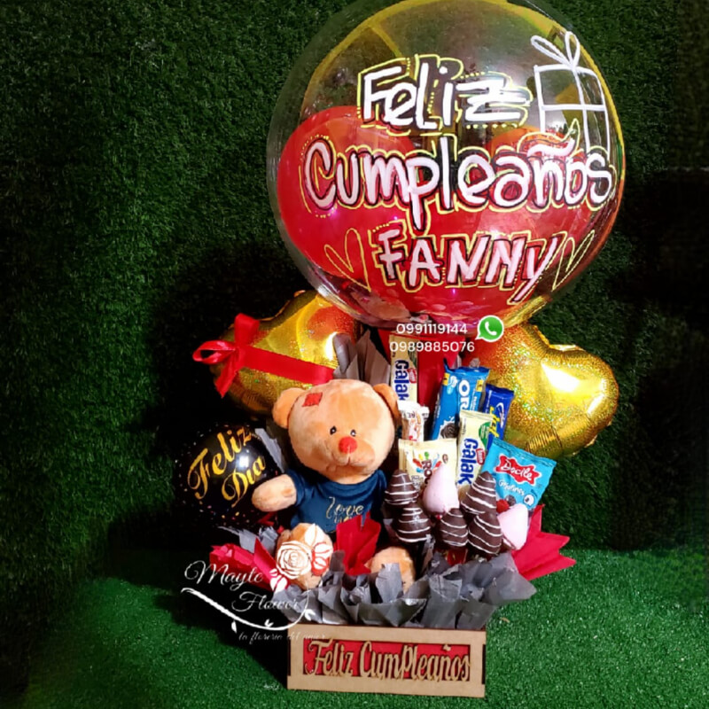 Detalle en Caja con Peluche y Fresas