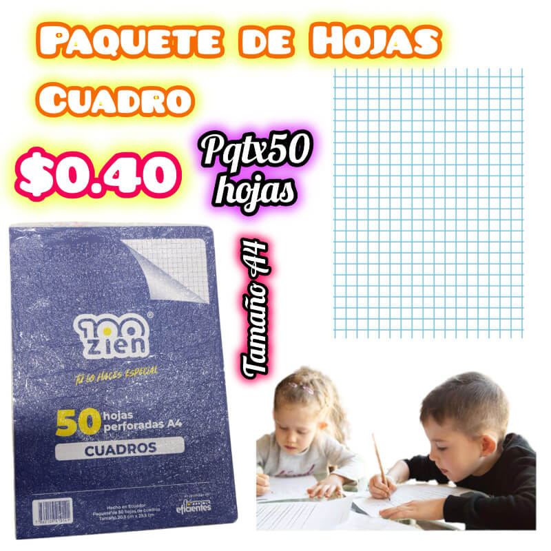 PAQUETE DE HOJAS DE CUADROS
