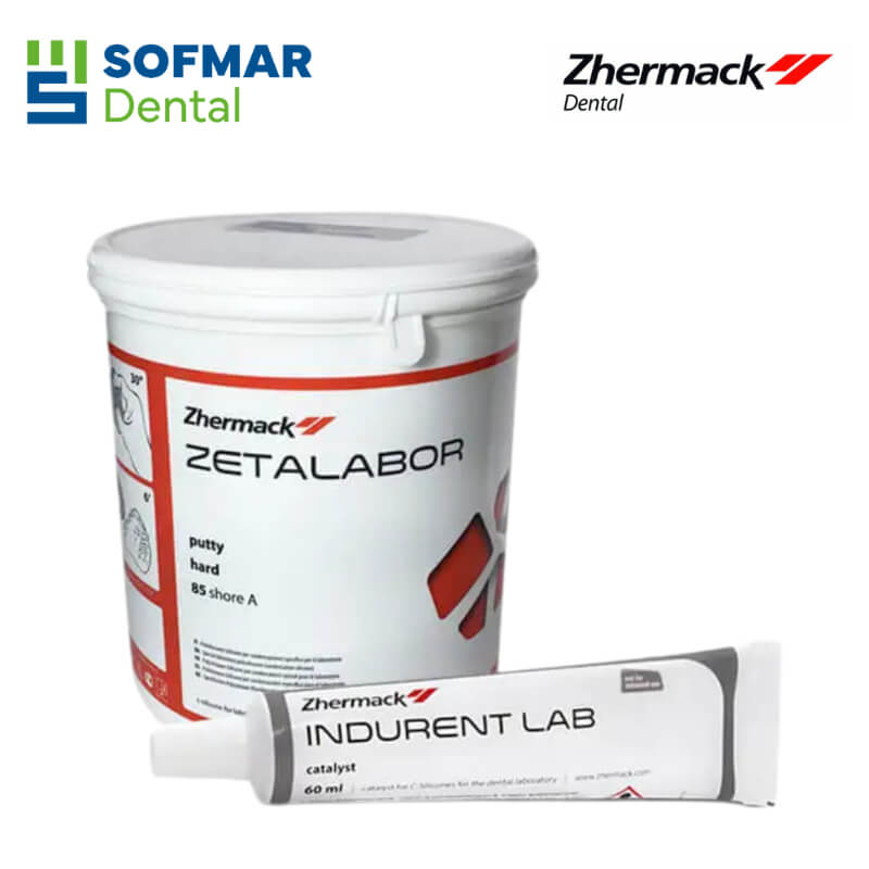 Zetalabor 2.6kg + Indurent LAB 60ml | Silicona para Contramuflas y Llaves en Prótesis Removible | Zhermack | Depósito Dental Sofmar