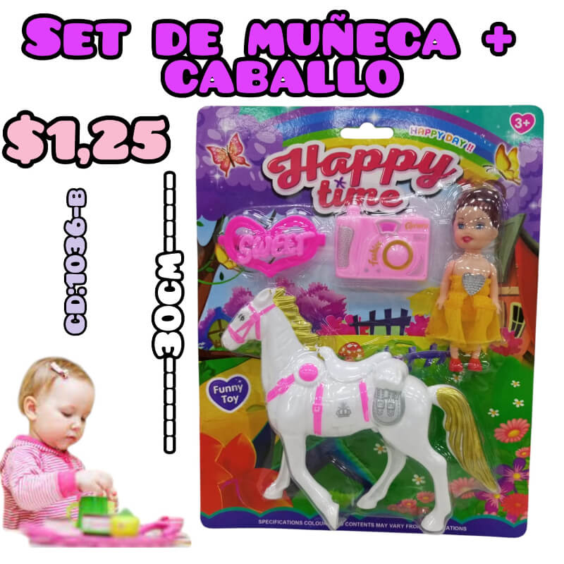 SET DE MUÑECA + CABALLO