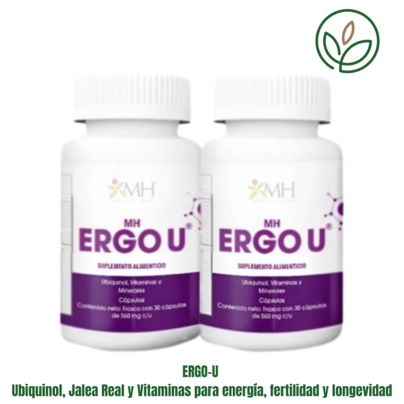 ERGO-U 60 cápsulas – Ubiquinol, Jalea Real y Vitaminas para energía, fertilidad y longevidad | Natural Santa Isabel