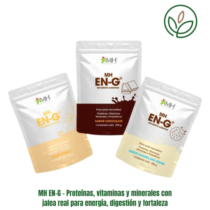 MH EN-G® 500 g – Proteínas, vitaminas y minerales con jalea real para energía, digestión y fortaleza | Mega Health