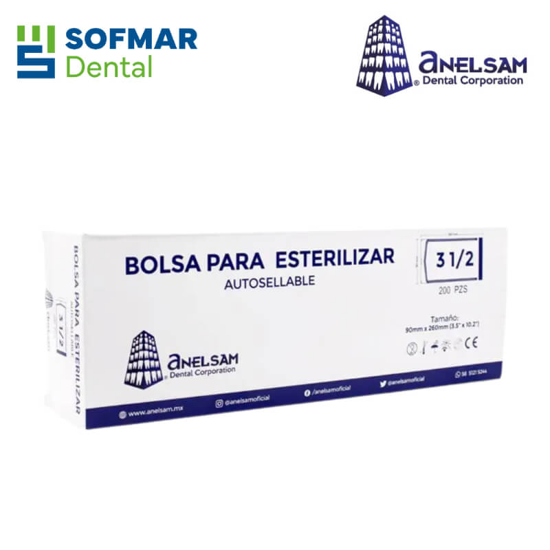 Bolsa para Esterilizar 3½ x 10 Autoadherible Anelsam (Paquete c/200) – Esterilización Segura y Práctica | Depósito Dental Sofmar