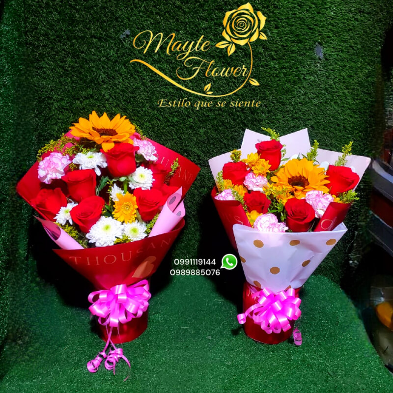 Ramo pequeño con Rosas y Girasol