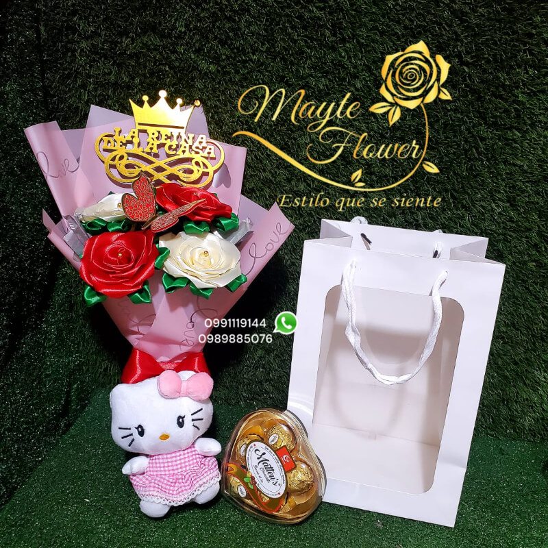 Detalle con Rosas, Peluche y Chocolate
