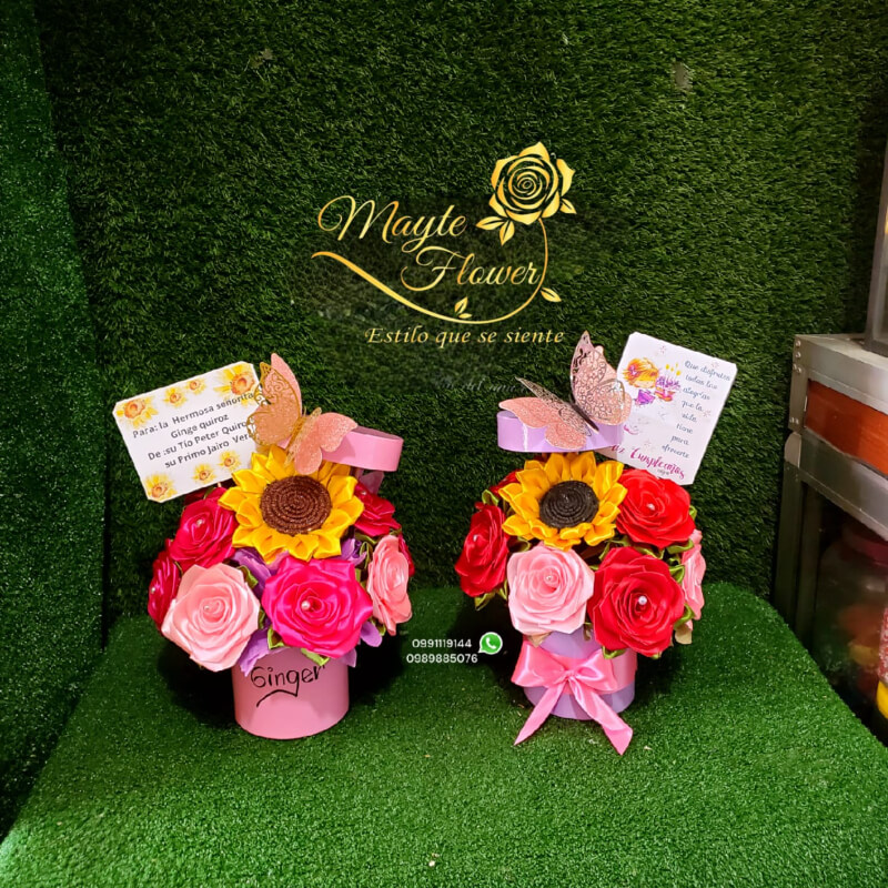 Box Pequeño de Rosas y Girasol