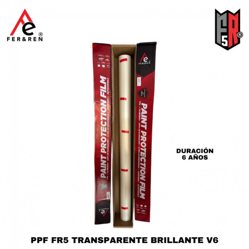 PPF FR5 Transparente Brillante V6 por Rollo Completo (15 m) – 6 Años de Protección Premium Invisible para Pintura Automotriz | Distribuidora Fer&Ren