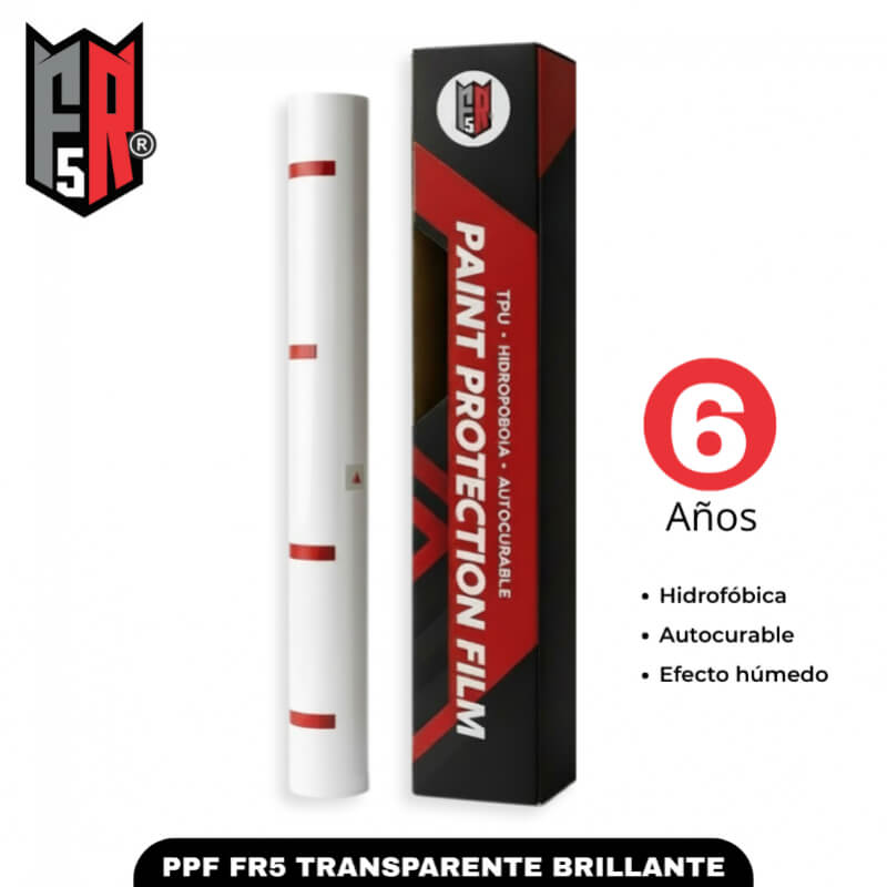 PPF FR5 Transparente Brillante V6 por Rollo – 6 Años | Película Hidrofóbica Autocurable con Efecto Húmedo – Distribuidora Fer&Ren