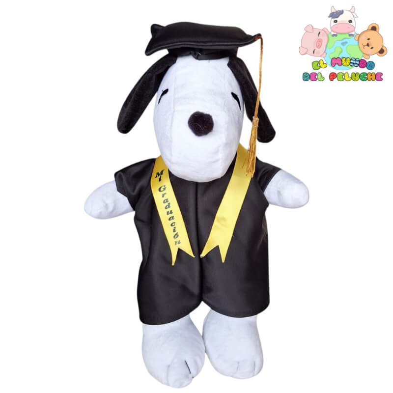 Peluche Snoopy Graduación “Mi Graduación” | 35x14 cm | Peluche Escolar al Mayoreo | El Mundo del Peluche