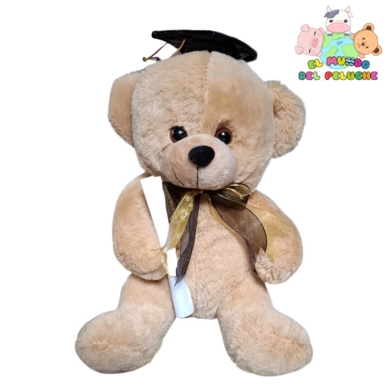 Oso de Peluche Graduado | Moño Decorativo y Diploma | 10x20 cm | El Mundo del Peluche