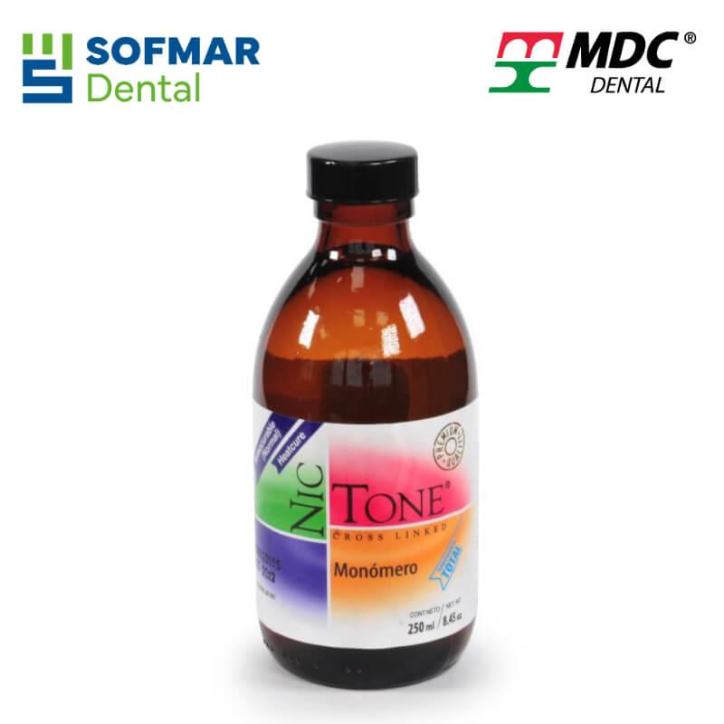 Liquido Rápido Autocurable 250 ml | Para Mezcla con Polímeros PMMA | Monómero con Polimerización Cruzada | NICTONE | Depósito Dental Sofmar
