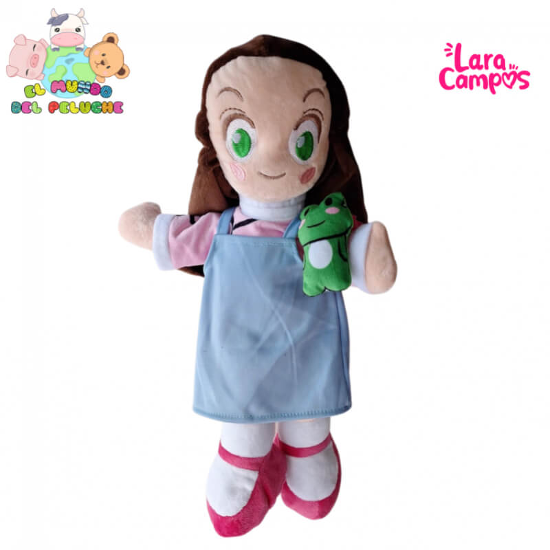Muñeca Lara Campos #1 con Ranita René | Diseño tierno y original | 11 x 40 cm | El Mundo del Peluche