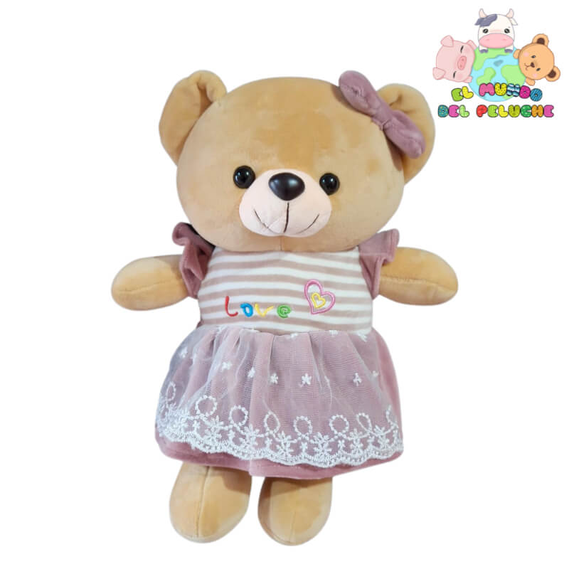 Osita de Peluche con Vestido de Tul | Diseño Romántico y Tierno | 15x32 cm | El Mundo del Peluche