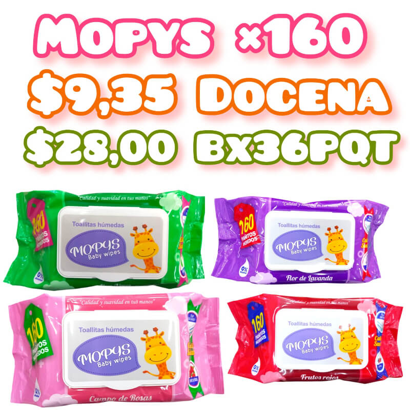 PAÑITOS HÚMEDOS MOPYS X 160 UND