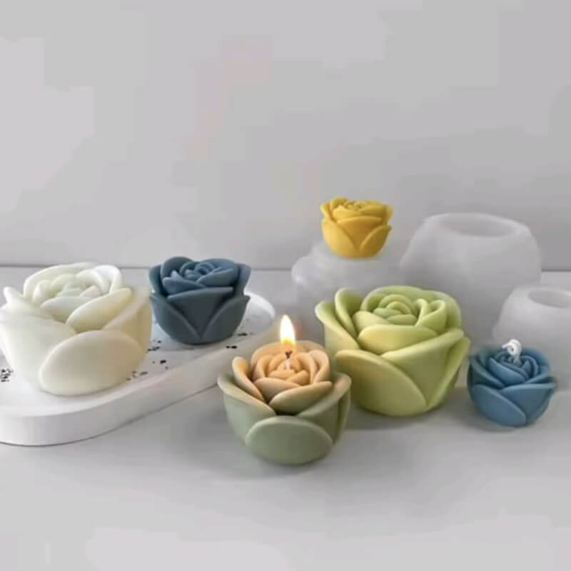Molde de silicona con diseño Rosa 3D para uso en velas, yeso, jabón, chocolate, resina