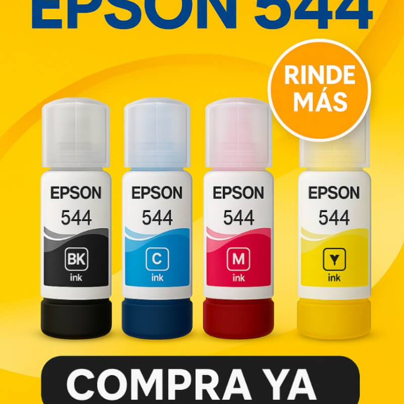 Kit Tintas Epson 544: Negro, Cian, Magenta y Amarillo. Compatible genérico de 65ml