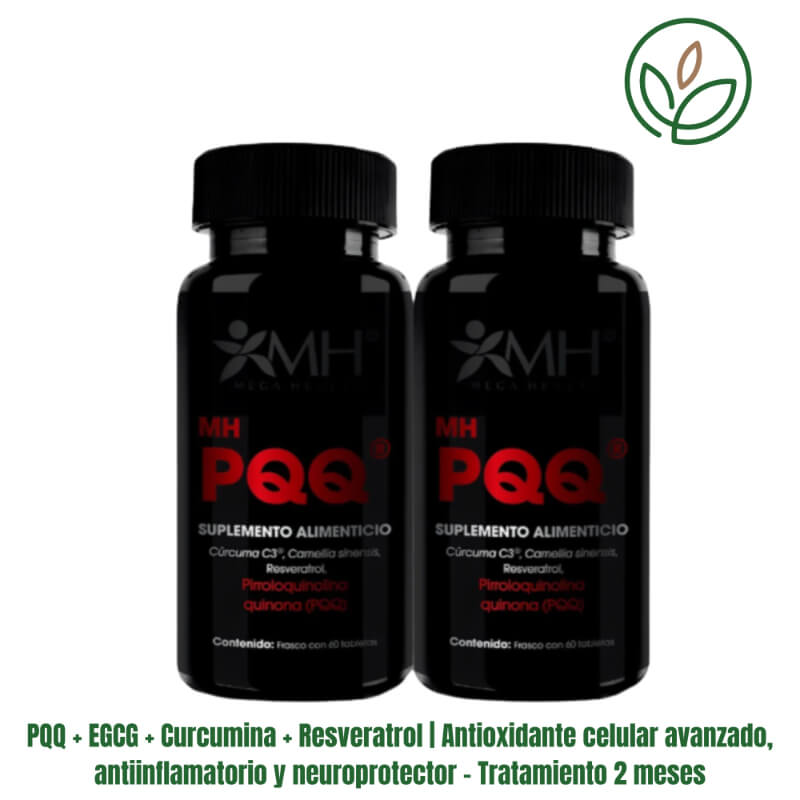 PQQ + EGCG + Curcumina + Resveratrol | Antioxidante celular avanzado, antiinflamatorio y neuroprotector – Tratamiento 2 meses