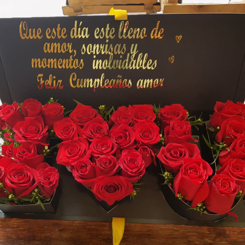 Caja de Rosas LOVE: Feliz Cumpleaños Amor en Ibarra