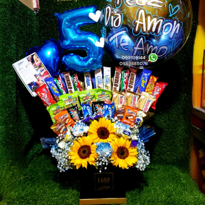 Caja Rectangular Grande con Dulces para Aniversario