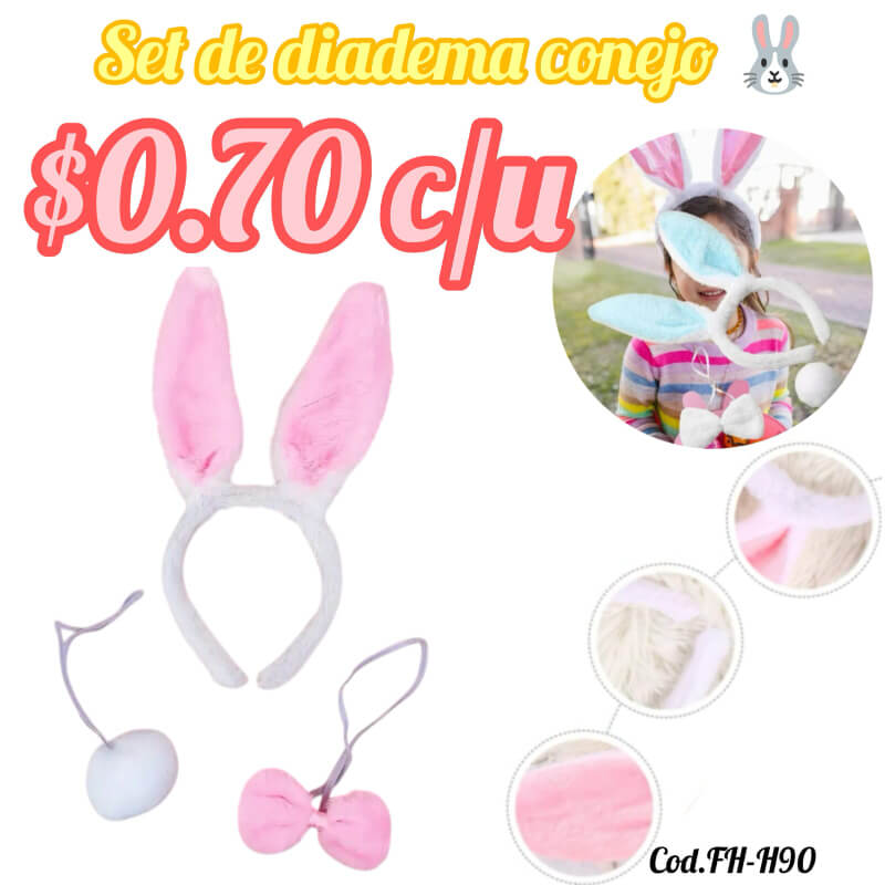 SET DE DIADEMA CONEJO