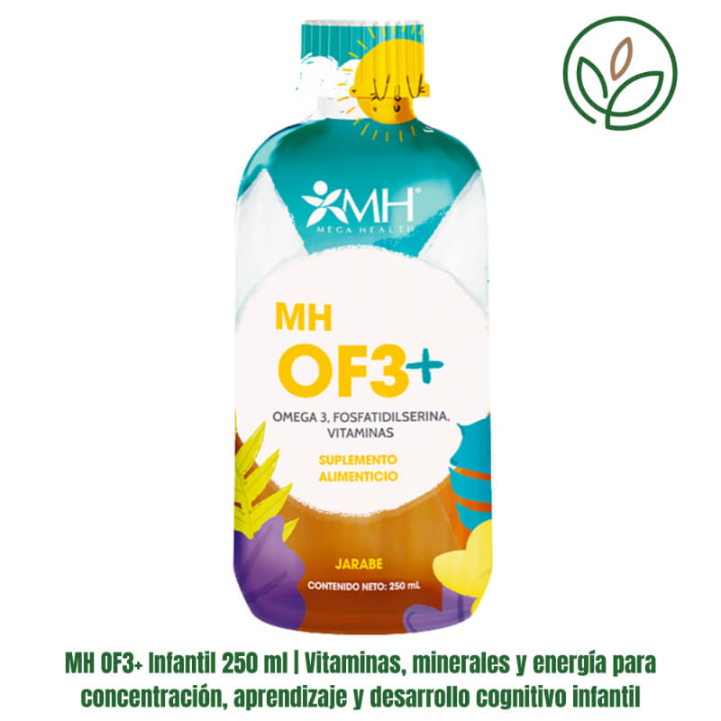 MH OF3+ Infantil 250 ml | Vitaminas, minerales y energía para concentración, aprendizaje y desarrollo cognitivo infantil
