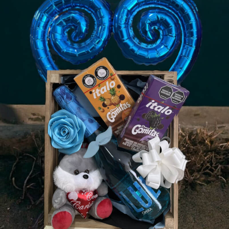 Caja 'Con Cariño': Peluche, Chocolates y Rosa Azul en Ibarra