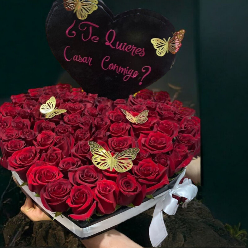 Corazón de Propuesta: ¿Te Quieres Casar Conmigo? en Rosas Rojas en Ibarra