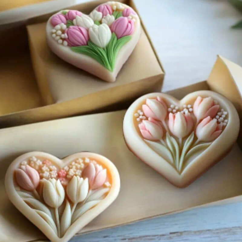 Molde de silicona con diseño Combo corazones variados para uso en Velas, Jabones, porcelana fría, chocolate, resina.