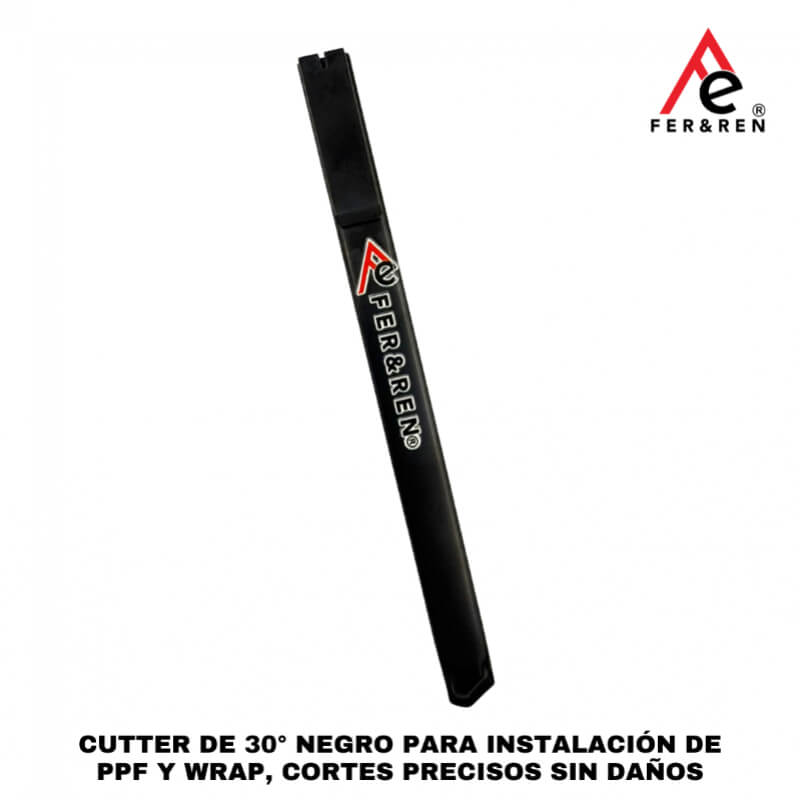 Cutter de 30° Negro para Instalación de PPF y Wrap, Cortes Precisos sin Daños | Distribuidora FerRen