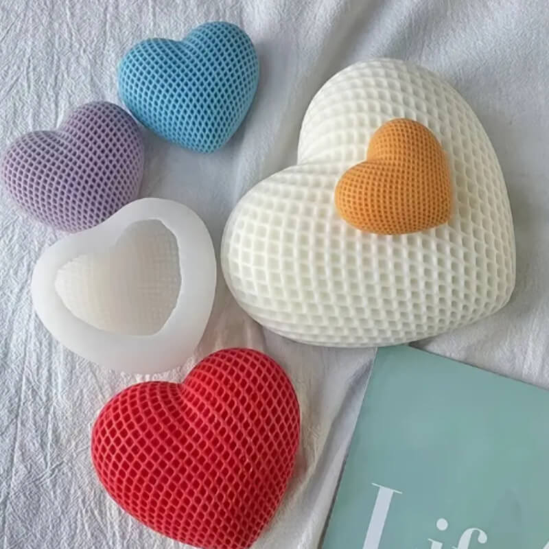 Molde Silicona Velas Corazón Tejido 3D