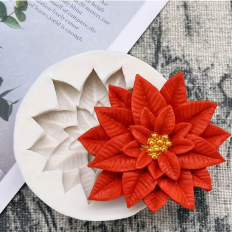 Molde Silicona Flor de Pascua Navideña