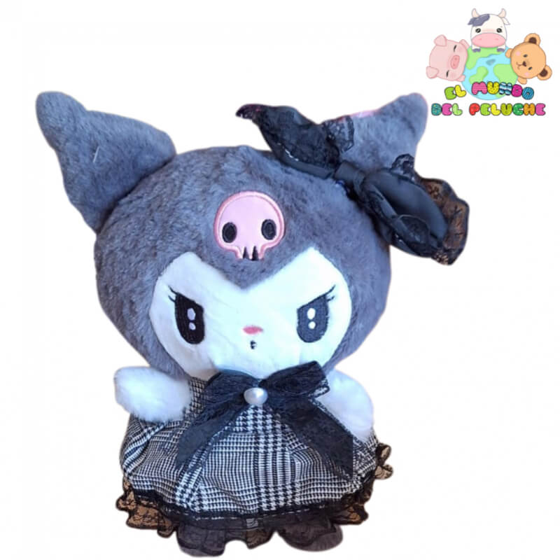 Peluche Kuromi #0 cuadros | Edición vestido a cuadros elegante | 13 x 22 cm | El Mundo del Peluche