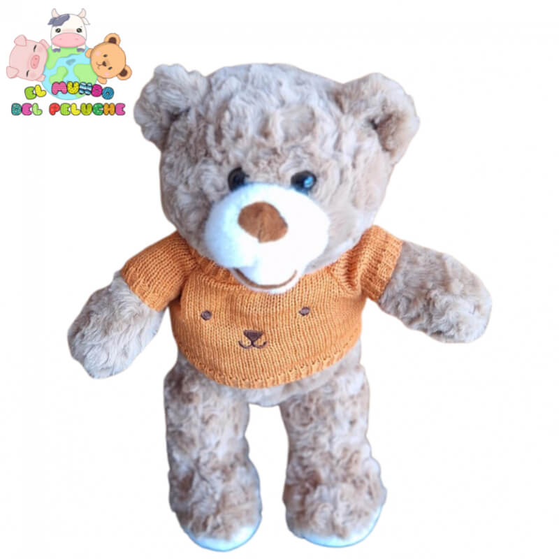 Peluche Oso con Suéter #1 | Importado con diseño premium | 15 x 33 cm | El Mundo del Peluche